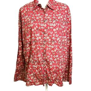 Tilley Women’s 3XL Blouse Top Cotton Floral Lightweight Button Front